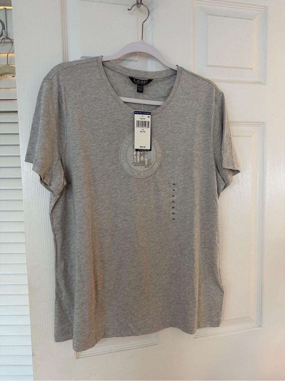 Ralph Lauren Gray Crew Neck Short Sleeve Tee with Subtle Crest